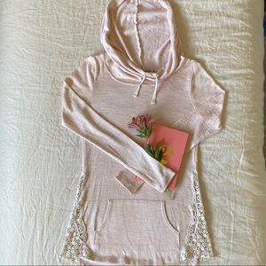Hooded Sweater w/Lace Accents